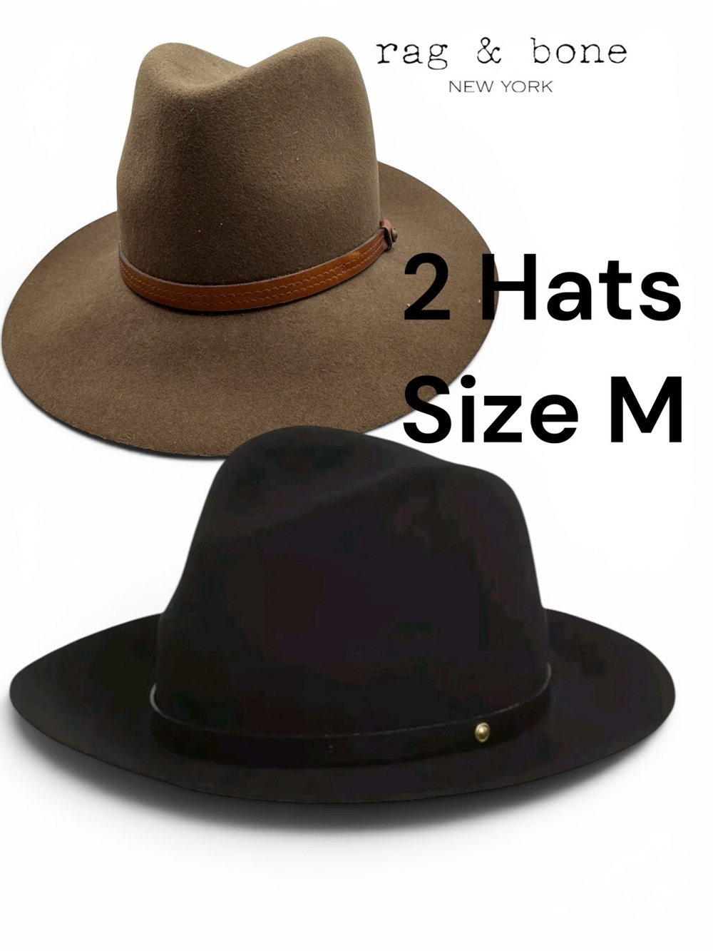 rag & bone Two-Piece Felt Fedora Set in Brown and Black Wool Nice!